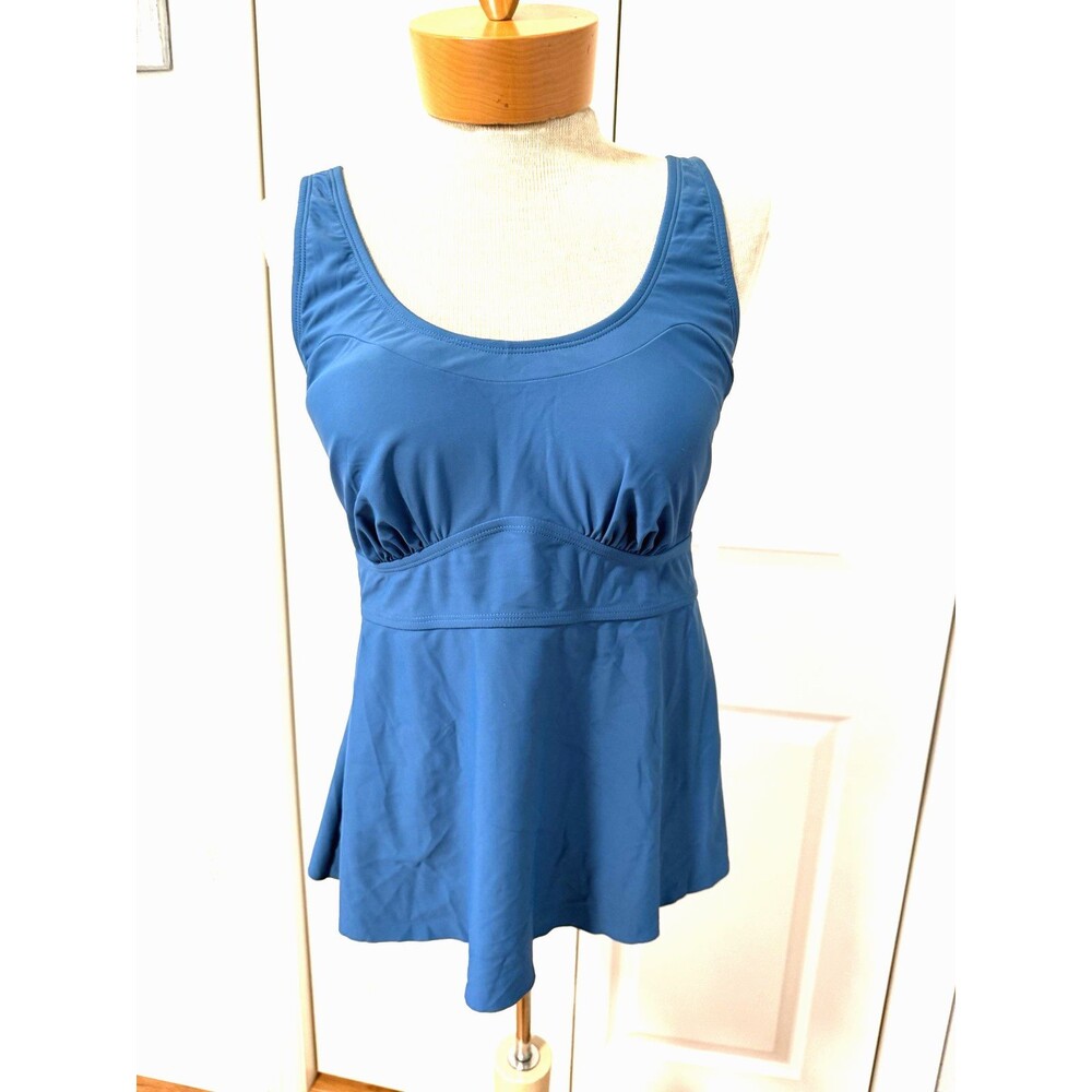 Shapermint Women's Adjustable Strap Wire-Free Tankini Top Ocean Blue Size M New